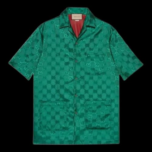 Gucci GG Canvas Nylon Bowling Shirt 'Green'