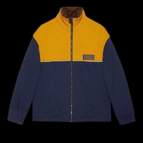 GucciI Technical Jersey Jacket With Detachable Sleeves 'Navy Yellow'