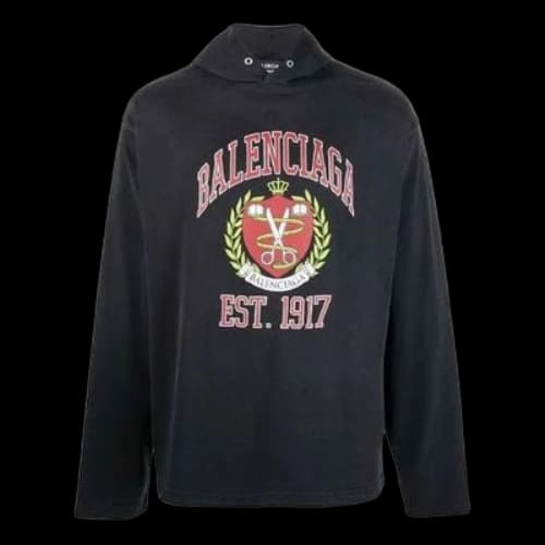 Balenciaga Est. 1917 College Logo Print Hoodie 'Black'