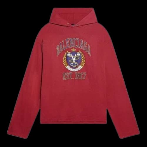 Balenciaga Est. 1917 College Logo Print Hoodie 'Red'