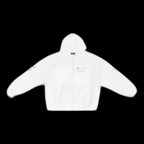 Balenciaga FW22 WFP Zip Up Hoodie 'White Blue'
