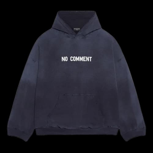 Balenciaga No Comment Hoodie Wide Fit 'Navy Blue'
