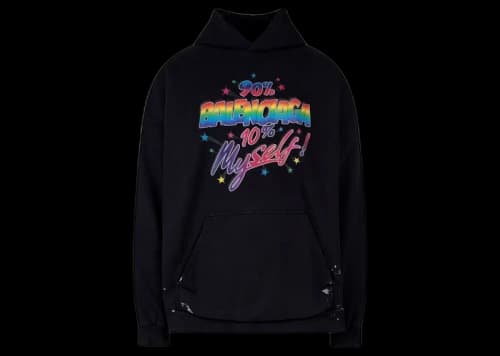 Balenciaga Multicolor Print Oversize Cotton Sweatshirt Black