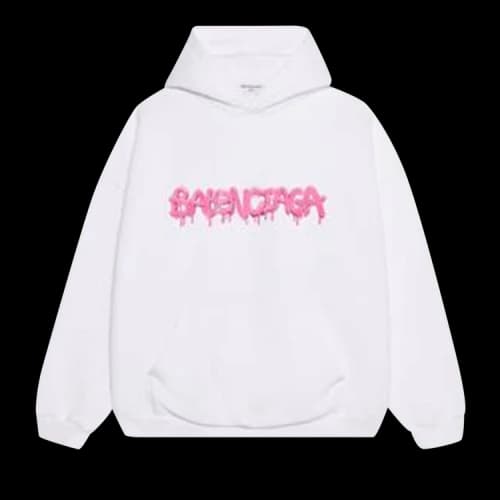 Balenciaga Wide Fit Hoodie 'White/Bubblegum'