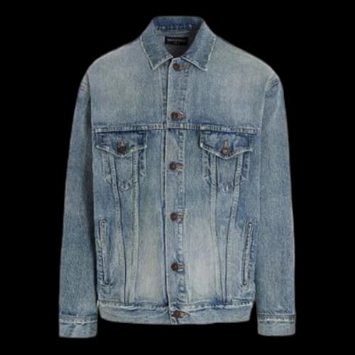 Balenciaga Est. 1917 College Logo Print Denim Jacket Large Fit 'Washed Light Blue'