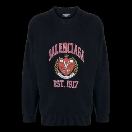 Balenciaga Est. 1917 College Logo Crewneck Sweater 'Black'