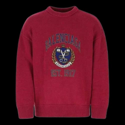 Balenciaga Est. 1917 College Logo Crewneck Sweater 'Red'