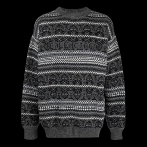 Balenciaga Fair Isle Crewneck Sweater 'Grey'