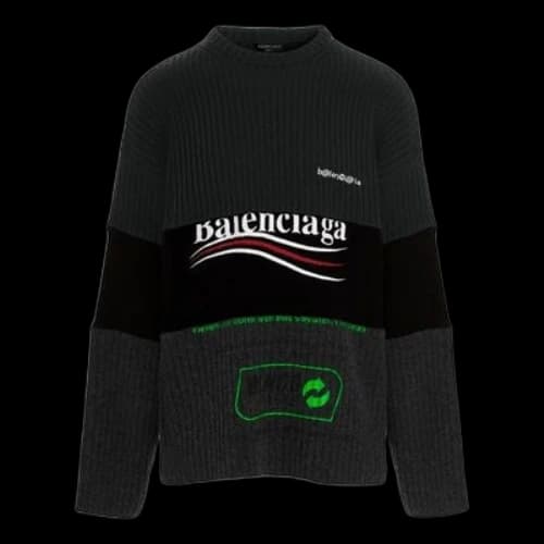 Balenciaga Political Campaign Ribbed Panelled Sweater 'Grey'