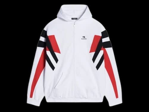Balenciaga Sporty B Zip-Up Tracksuit Hoodie White/Red/Black