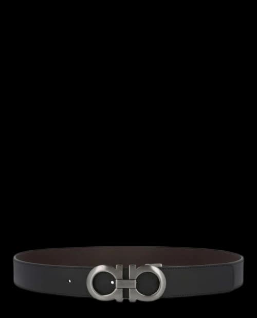 Ferragamo Gancini Leather Belt Black