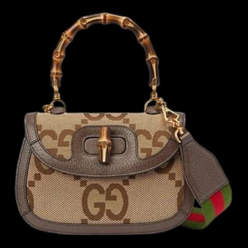 Gucci Bamboo 1947 Jumbo GG Small Top Handle Bag 'Beige Brown' (Women's)