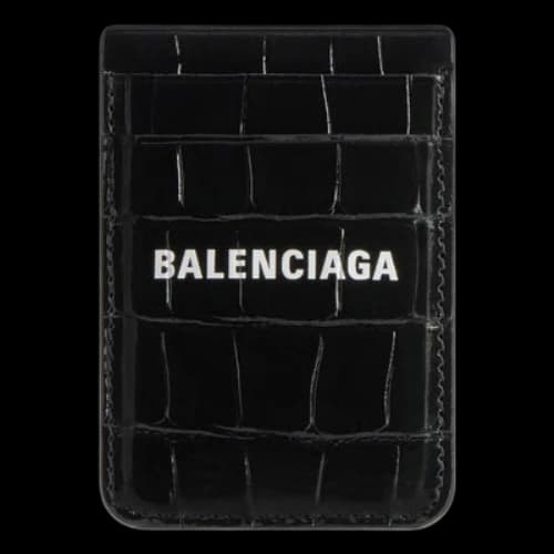 Balenciaga Cash Magnet Card Holder Crocodile Embossed 'Black White' (Women's)