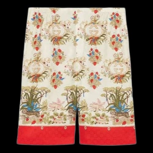 Gucci 100 Floral Print Shorts 'Beige Red'