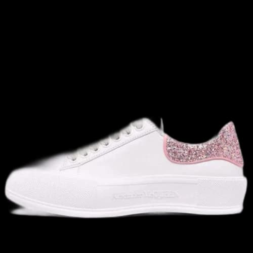 Alexander McQueen Deck Plimsoll 'White Rose Pink Glitter' (Women's)