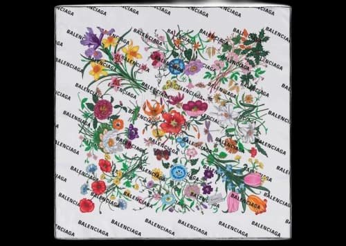 Gucci x Balenciaga The Hacker Project Flora Print Silk Scarf White