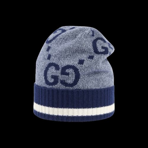 Gucci Monogram Knitted Beanie 'Marine Blue'