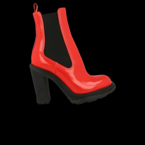 Alexander McQueen Tread Heeled Chelsea Boot 'Poppy Red Black' (Women's)