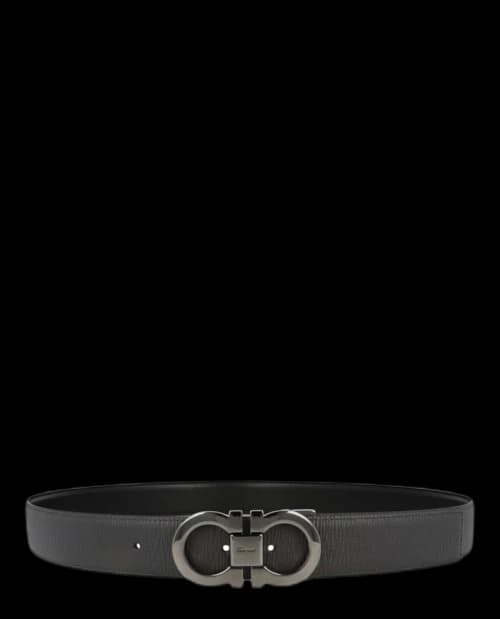 Ferragamo Gancini Leather Belt Grey