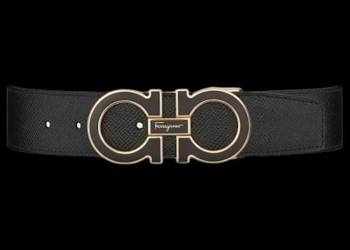 Ferragamo Reversible And Adjustable Gancini Belt Black/Gold