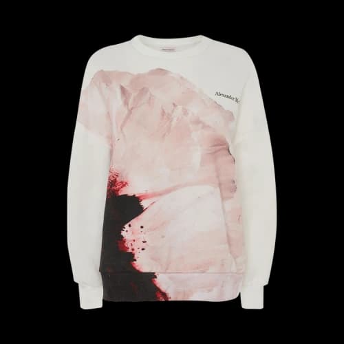 Alexander McQueen Paper Flower Sweatshirt 'White/Pink'