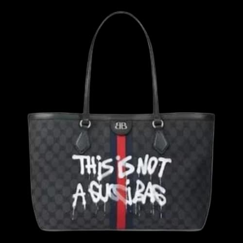 Gucci x Balenciaga The Hacker Project Graffiti Medium Tote Bag 'Black'