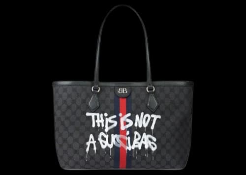 Gucci x Balenciaga The Hacker Project Graffiti Medium Tote Bag Black