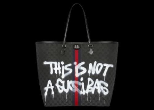 Gucci x Balenciaga The Hacker Project Graffiti Large Tote Bag Black