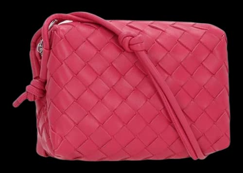 Bottega Veneta Intrecciato Loop Shoulder Bag Dark Pink