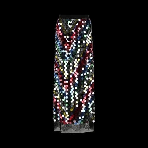 Gucci Sequin Embroidered Midi Skirt Black