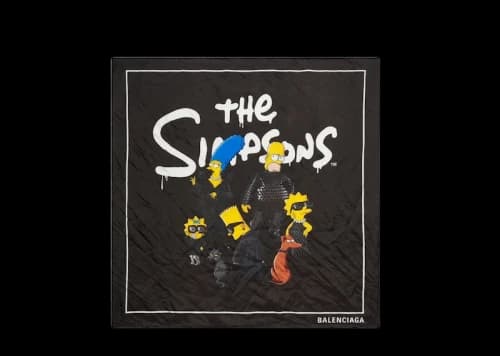 Balenciaga x The Simpsons Womens Silk Scarf Black