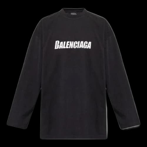 Balenciaga Caps Oversized Long Sleeve T-Shirt 'Black'