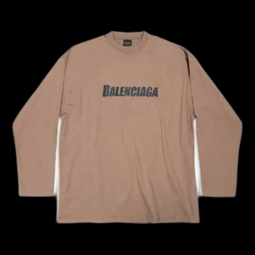 Balenciaga Caps Oversized Long Sleeve T-Shirt 'Khaki'