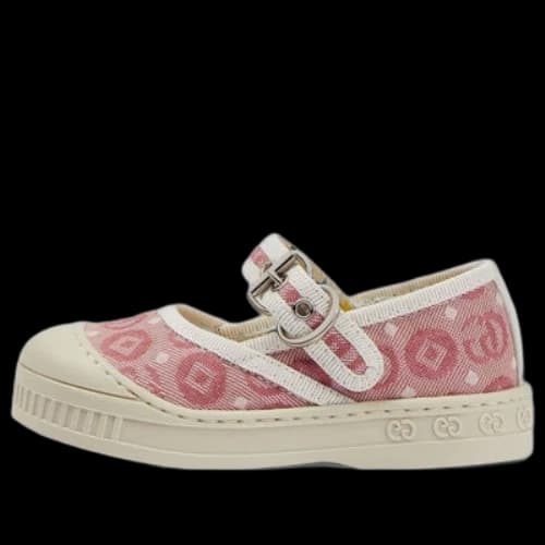 (TD) Gucci Double G Ballet Flat 'Pink White Cotton'