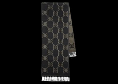 Gucci x Balenciaga The Hacker Project Allover Logo Macro Scarf Charcoal Grey