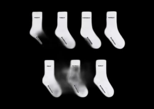 Balenciaga Women's Set of Seven Intarsia Ribbed Stretch Cotton-Blend Socks White/Black