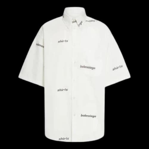 Balenciaga All Over Logo Short Sleeve Shirt 'White Black'