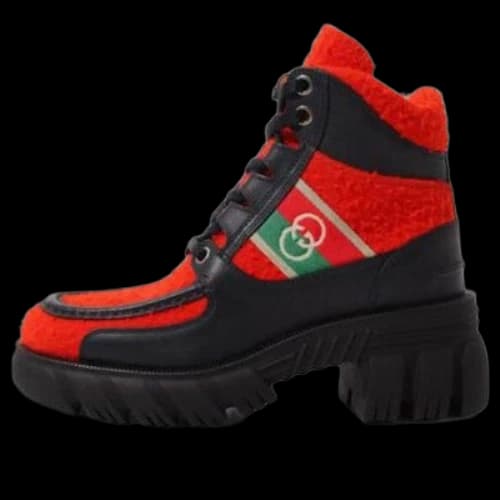 Gucci x North Face Romance Ankle High Boots 'Red Black' (Women's)
