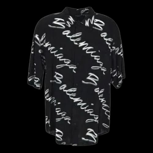 Balenciaga Scribble Logo Short Sleeve Minimal Shirt 'Black White'