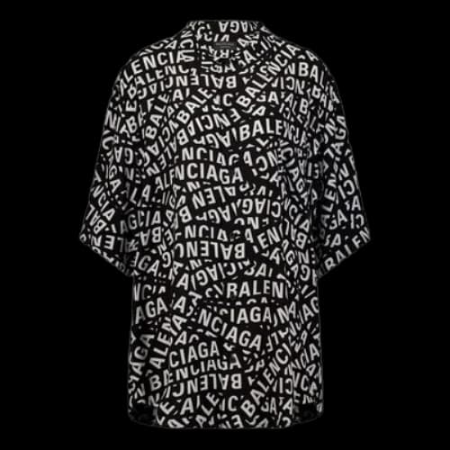 Balenciaga Logo Strips Minimal Short Sleeve Shirt 'Black'