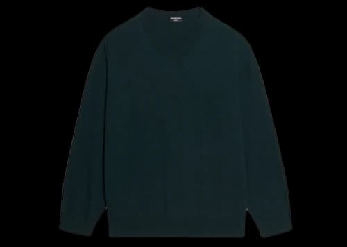 Balenciaga Cashmere V-Neck Oversized Top Dark Green