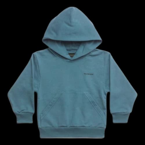 Balenciaga Logo Print Cotton Hoodie 'Blue'