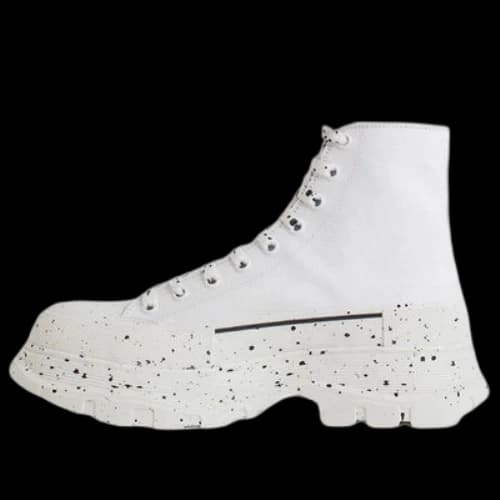 Alexander McQueen Paint Tread Slick High Sneakers 'White Black'