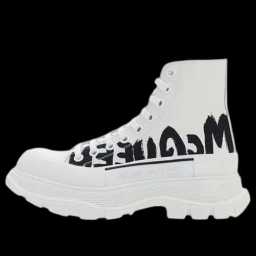 Alexander McQueen Tread Slick Logo Printed Sneakers 'White Black'