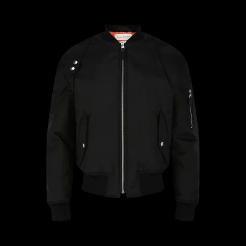 Alexander McQueen Harness Ma 1 Bomber Jacket Black Black
