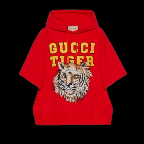 Gucci Tiger Head Hoodie 'Red White'
