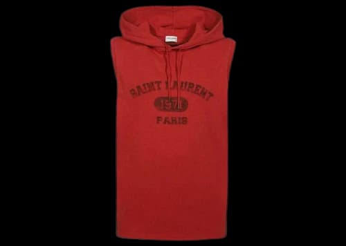 Saint Laurent 1971 Sleeveless Hoodie Red