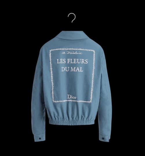 Dior Les Fleurs Du Mal Book Cover Embroidered Reversible Jacket Grey