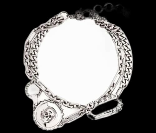 Alexander McQueen Skull Charm Bracelet Silver