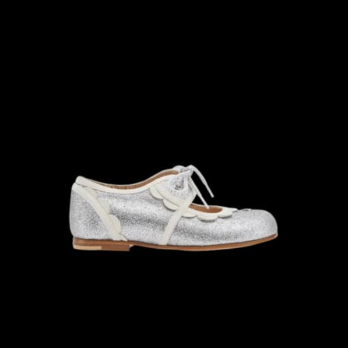 Gucci Glitter Scalloped-Trim Dress Shoes Silver (Kids)